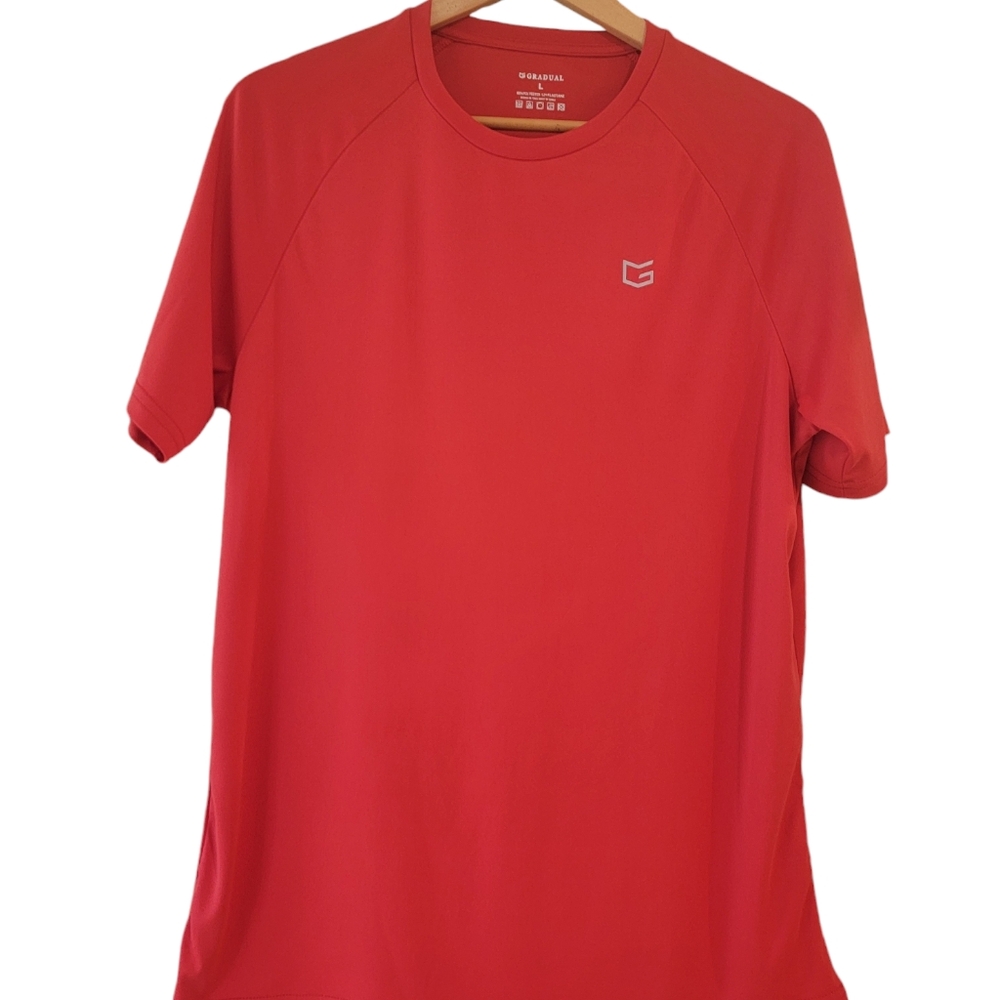 GRADUAL MEN'S RED LARGE DRY WEAVE SHIRT 88% POLYESTER 12% ELASTANE PRE-OWNED
